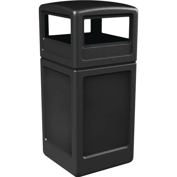 Commercial Zone Products 42 Gallon Square Waste Container W/ Dome Lid, Black