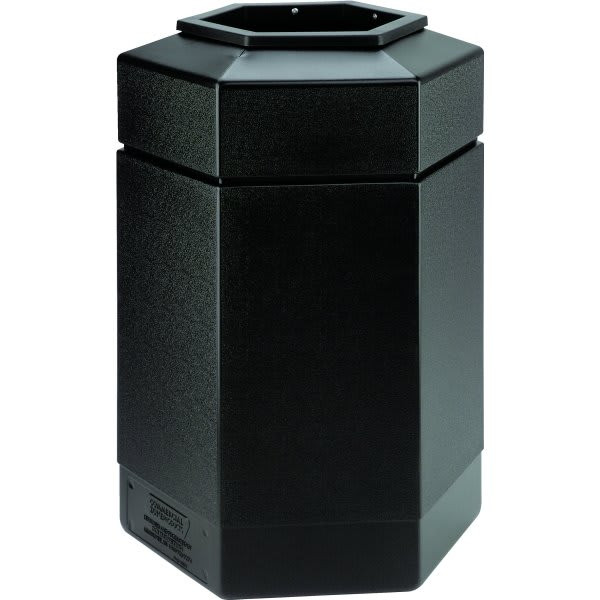 Commercial Zone Products Polytec 30 Gallon Hexagon Trash Can, Black