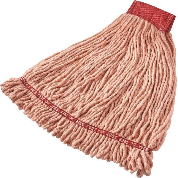 Rubbermaid Commercial Web Foot 24 Oz. Shrinkless Wet Mop Head, Looped-End, 5 In. Headband, Orange