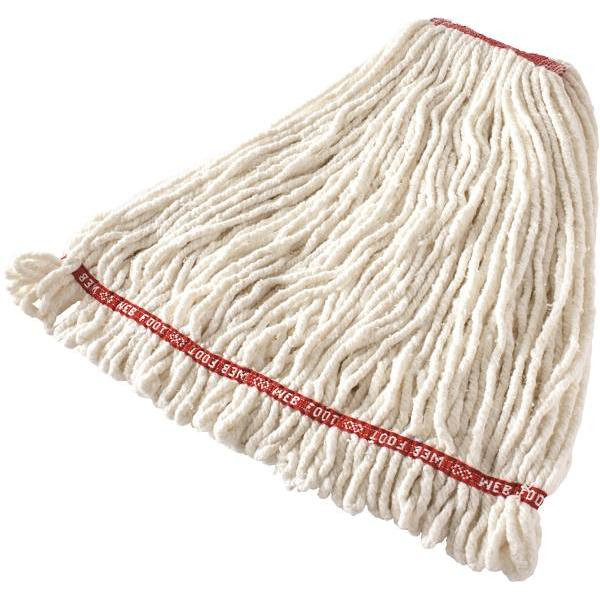 Rubbermaid Commercial Web Foot 24 Oz. Shrinkless Wet Mop Head, Looped-End, 1 In. Headband, White