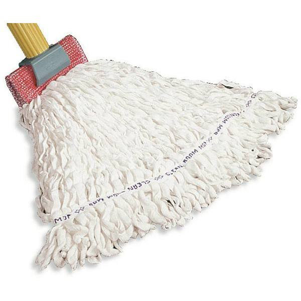 Rubbermaid Commercial 20 Oz. Polyester Wet Mop Head, Looped-End, 1 In. Headband, White