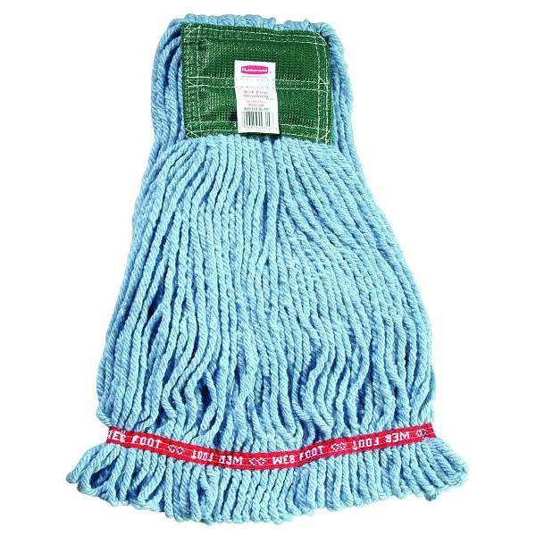 Rubbermaid Commercial Web Foot 20 Oz. Shrinkless Wet Mop Head, Looped-End, 5 In. Headband, Blue