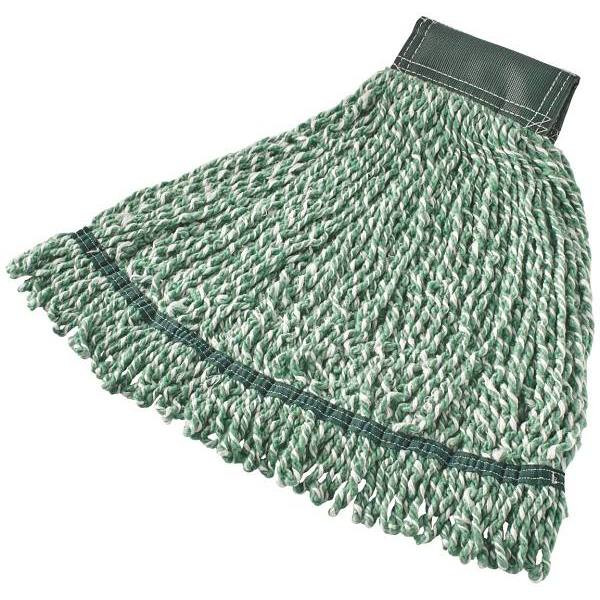 Rubbermaid Commercial Web Foot 24 Oz. Microfiber Wet Mop Head, Looped-End, 5 In. Headband, Green
