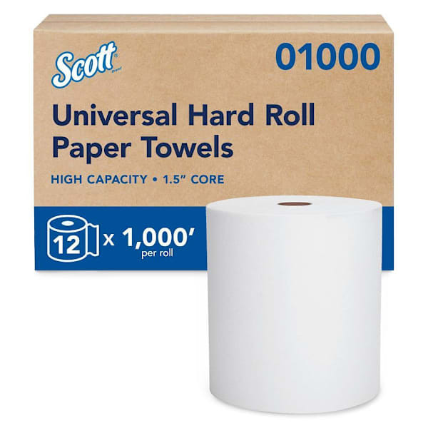 Scott White High Capacity Hard Roll Paper Towels, Case Of 12