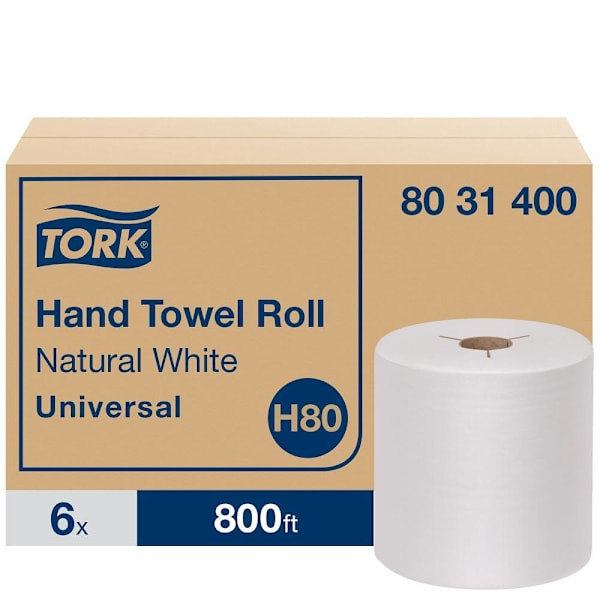 Tork Hand Towel Roll, Universal, Natural White, H80 (6 Rolls X 800 Ft)