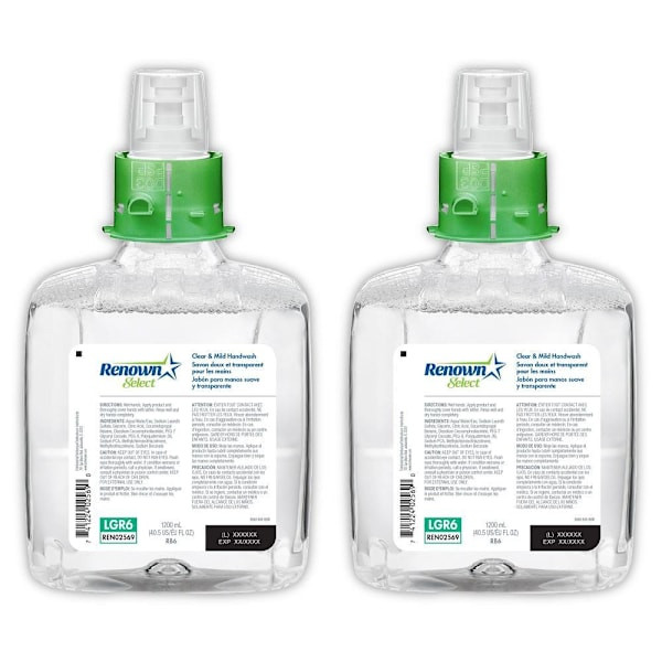 Renown Select Rb6 1200 mL Clear And Mild Fragrance-Free Foam Hand Soap Refill, For Renown Rb6 Dispensers, Case Of 2