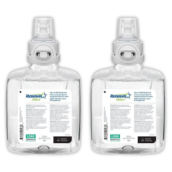 Renown Select Rb8 1200 mL Clear And Mild Fragrance-Free Foam Hand Soap Refill, For Renown Rb8 Dispensers, Case Of 2