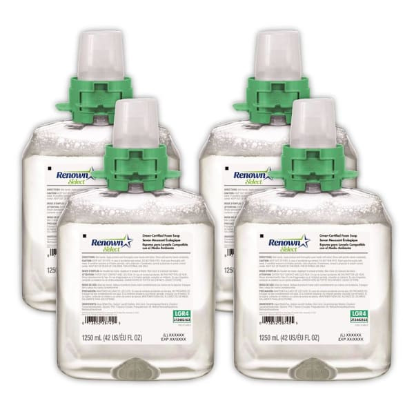 Renown Fmx-12 & Rb4 1250 mL Green Certified Fragrance-Free Foam Hand Soap Refill For Renown Rb4 Dispensers, Case Of 4