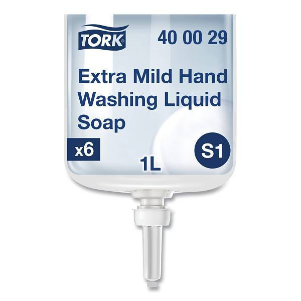 Tork Extra Mild Hand Washing Liquid Soap, No Fragrance Added, S1 (6 Bottles X 1l)