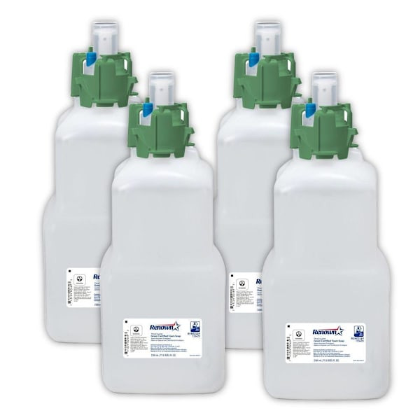 Renown Thrucounter 2300 mL Green Certified Fragrance-Free Foam Hand Soap Refill For Dispensers, Case Of 4