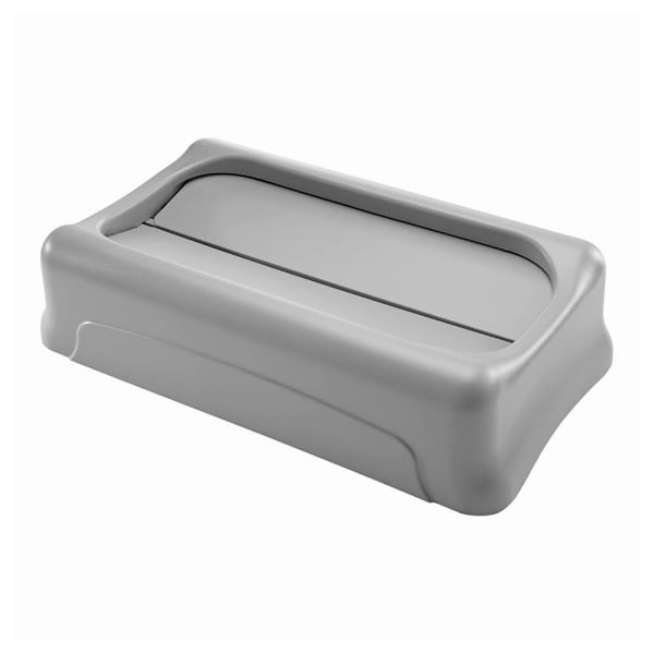 Rubbermaid Commercial Slim Jim Rectangular Trash Can Lid, Swing Top, Gray