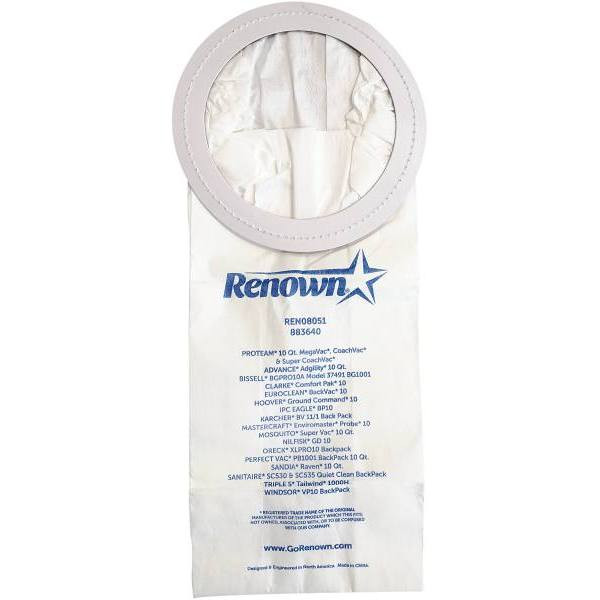 Renown Vacuum Bag For Proteam Mega Vac Equivalent To Oem# 100331, Package Of 10