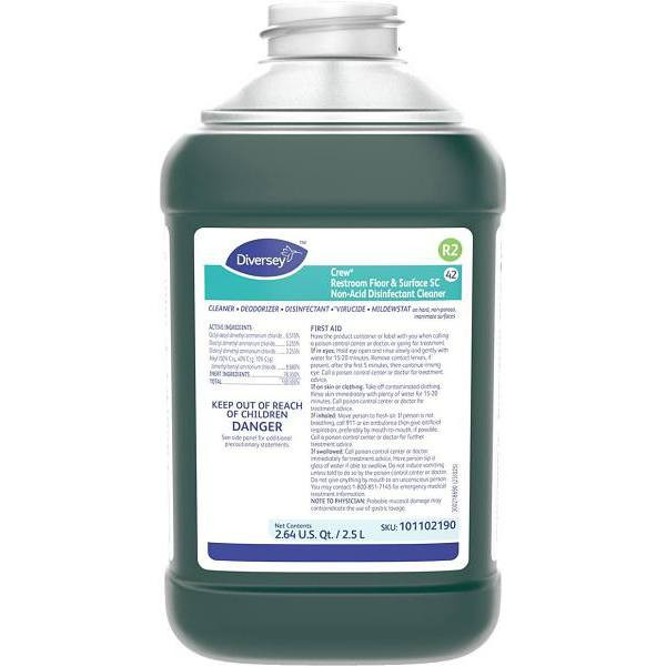 Crew Restroom Floor & Surface Sc Non-Acid Disinfectant Cleaner, 2.5 L, 2/Ct
