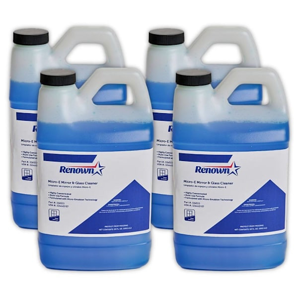 Renown Micro-E Mirror And Glass Cleaner, 64 Oz, Case Of 4