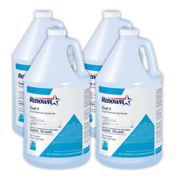 Renown Quat II Concentrated Food Service Sanitizer, 1 Gal, Case Of 4
