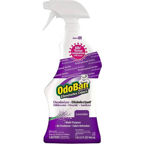 Odoban 32 Oz Disinfectant Fabric And Air Refresher Spray, Lavender Case Of 12