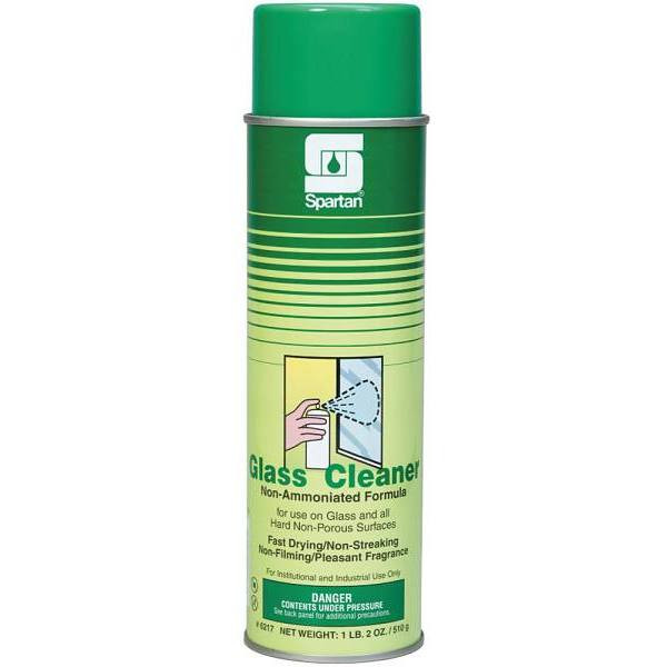Spartan Glass Cleaner, Aerosol Can, 18 Oz, Spring Fresh Fragrance Scent, Case Of 12