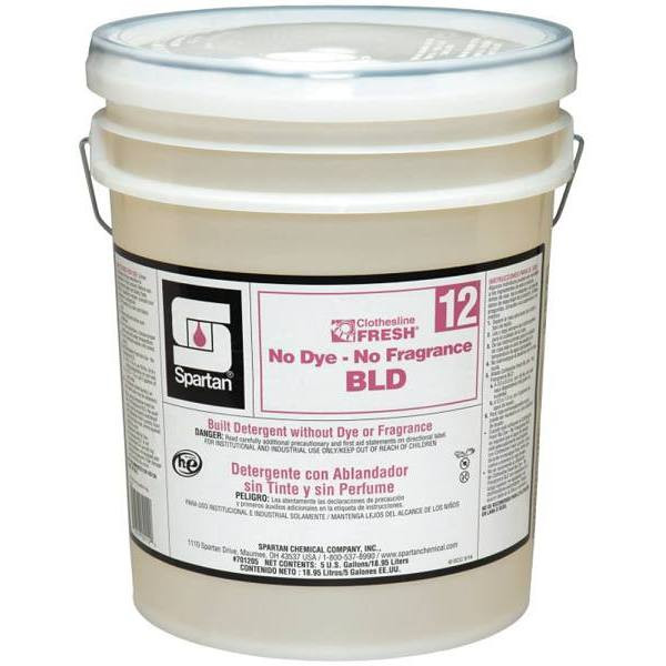 Spartan Clothesline Fresh, Bld Laundry Detergent 12, No Dye-No Fragrance, 5 Gal