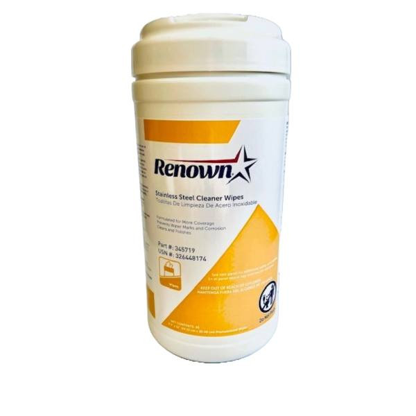Renown Pre-Moistened Stainless Steel Cleaning Wipes, Case Of 6