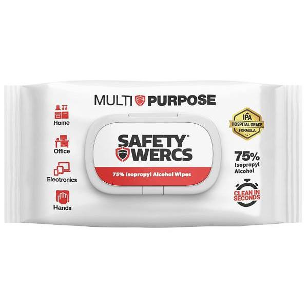 Safety Wercs Alcohol Wipes, 50 Wipes Per Pack, Case Of 36