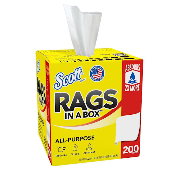 Scott Rags In A Box, White, Case Of 8