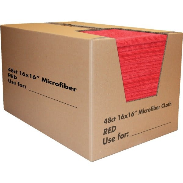 Renown Absorbent Microfiber Cleaning Towel (48-Case) (Red)