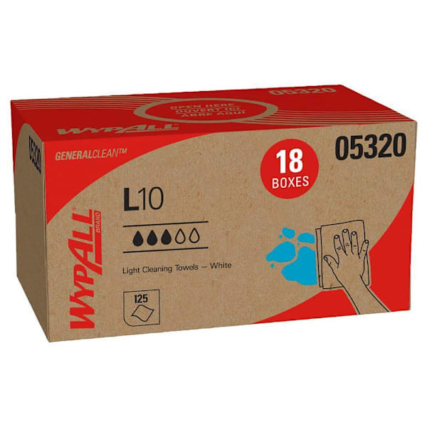 WypAll Generalclean L10 Light Cleaning Towels, Case Of 18