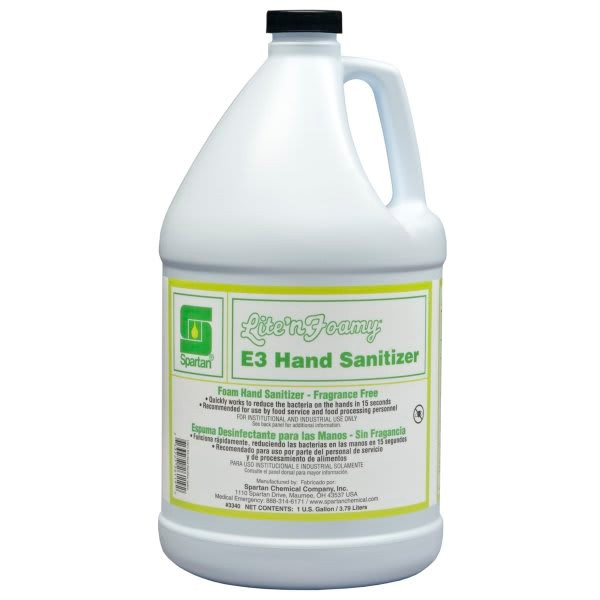 Spartan Lite'N Foamy E3 Hand Sanitizer, Foaming Hand Sanitizer, Unscented, 1 Gal, Case Of 4