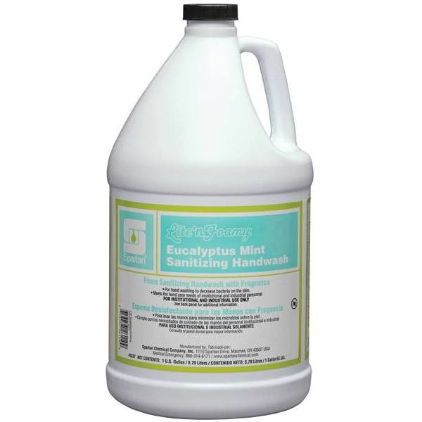 Spartan Lite'N Foamy Sanitizing Handwash, Foaming Hand Wash, Eucalyptus Mint, 1 Gal, Case Of 4