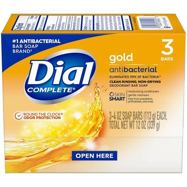 Dial Corporation Deodorant Bar Soap, Iconic Dial Gold Fragrance, 4 Oz, Case Of 6