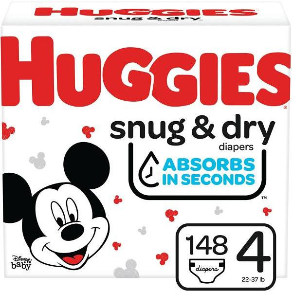 Huggies Snug & Dry Diapers, Size 4, Case Of 148