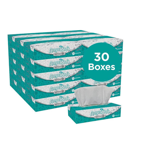 Angel Soft Professional premium Flat Box Facial Tissue (30 Boxes-Case)