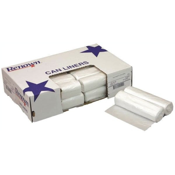 Renown Can Liner, 40-45 Gal., 14 Mic, High-Density, Natural, 40" X 48", Case Of 250