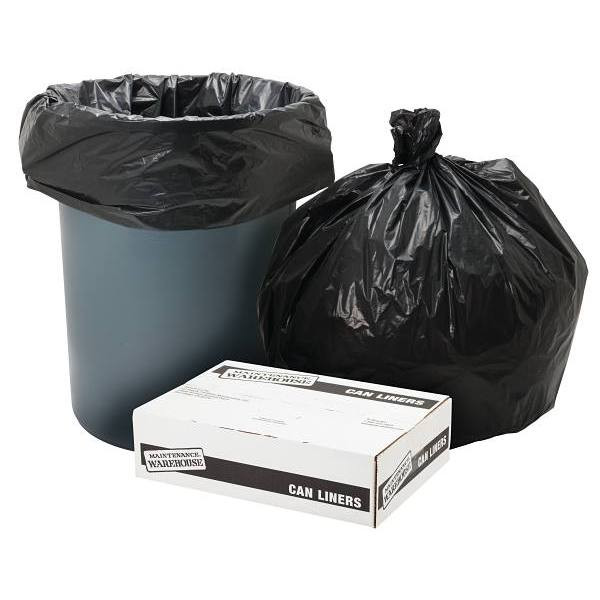 Maintenance Warehouse Can Liner 56 Gal. 1.55 Mil Low-Density, Gray, 43" X 48" Pack Of 50