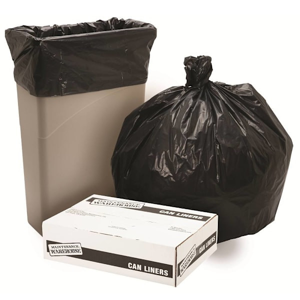 Maintenance Warehouse Pir Repro Can Liner 42 Gal. 2.5 Mil Low-Density, Black, 33" X 48" Pack Of 50