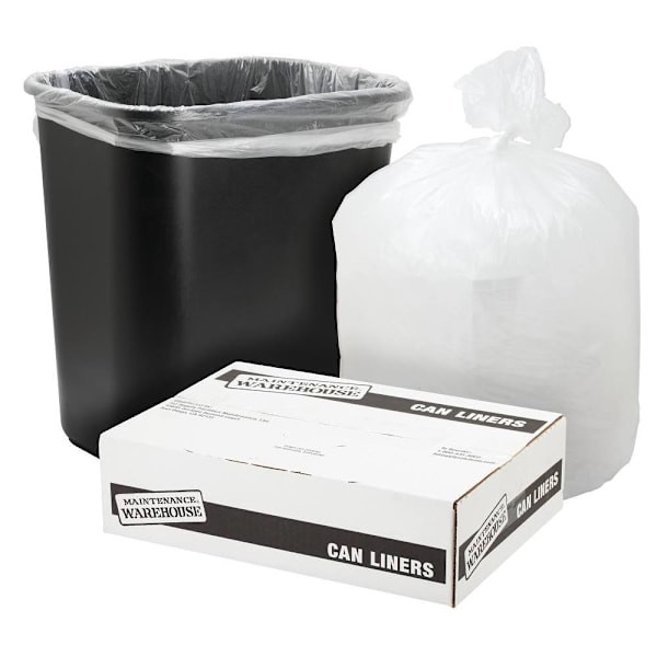 Maintenance Warehouse Can Liner 8-10 Gal. 8 Mic High-Density, Natural, 24" X 24" Pack Of 1000