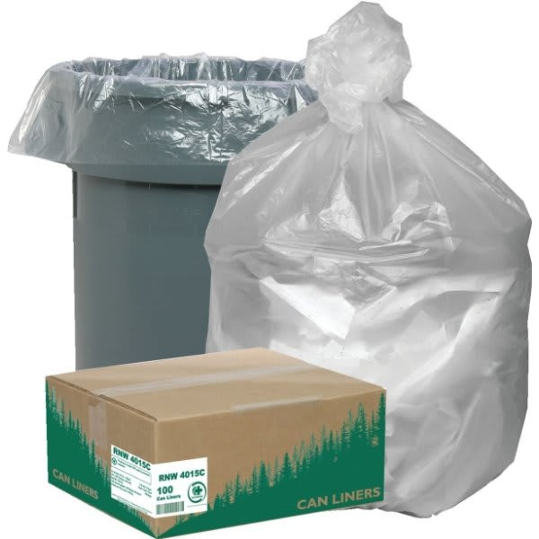 Webster 40-45 Gal 1.5 Mil Low-Density Trash Bag (Clear) (100-Case)