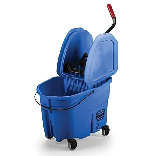Rubbermaid Commercial Wavebrake 35 Qt. Down-Press Mop Bucket And Wringer, Blue