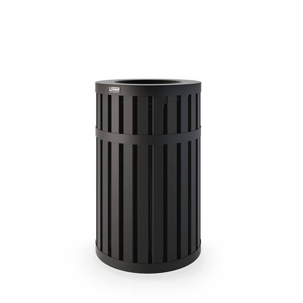 Suncast Commercial 45 Gallon Round Slatted Metal Trash Can 355085