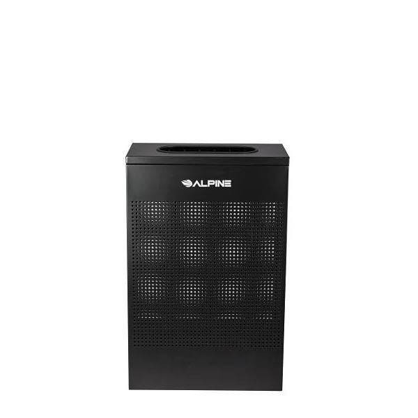 Alpine Industries 13 Gal Black Perforated Metal Rectangular Decorative Waste Can 359462