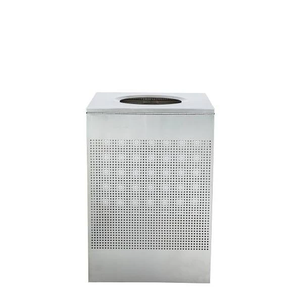 Alpine Industries 40 Gallon Ss Square Perforated Decorative Trash Can 359470