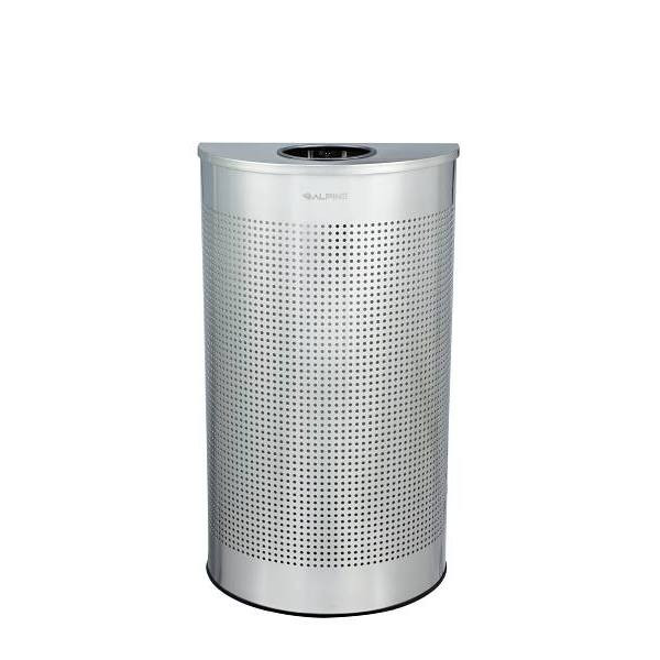 Alpine Industries 12 Gal Ss Perforated Half Round Decorative Trash Can 359477