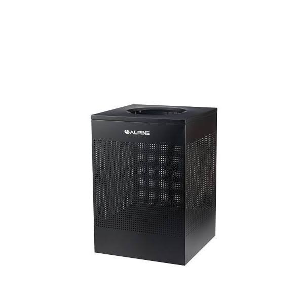 Alpine Industries 40 Gal Black Perforated Metal Square Decorative Receptacle Can 359481