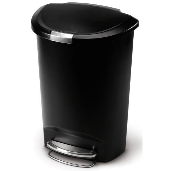 Simplehuman Semi-Round Plastic Step-On Trash Can W/ Lid
