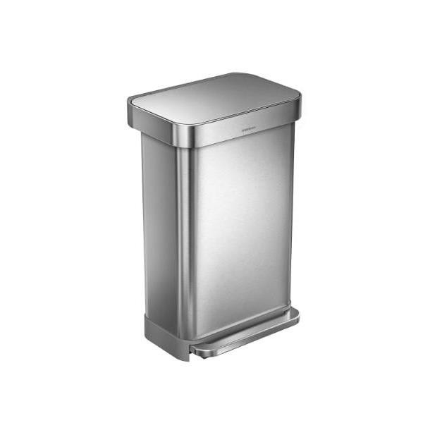Simplehuman 12 Gal. Front Step-On Decorative Trash Can (B. Stainless Steel)
