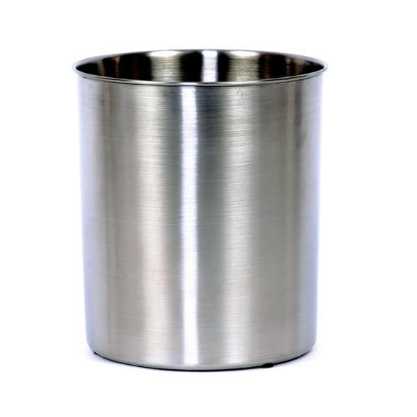 Hapco Stainless Steel Brushed Metal 8 Qt Round Wastebasket, Case Of 6