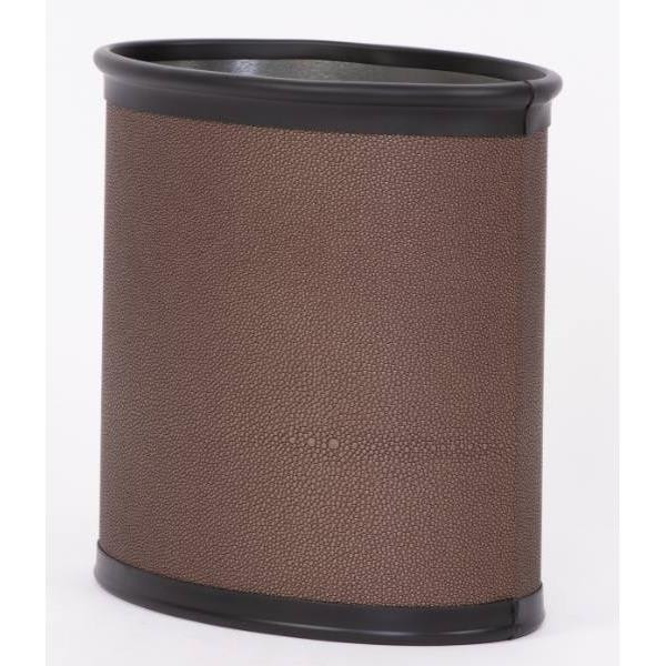Hapco Urban 8 Qt Oval Metal Wastebasket Vegan Leather Wrapped, Cobblestone, Case Of 6