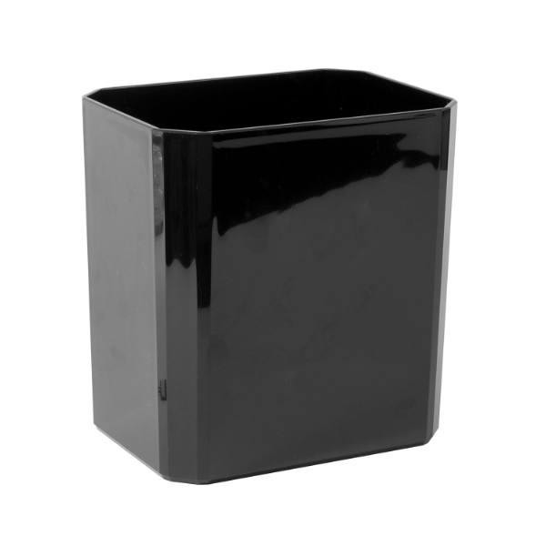 Hapco Facet 8 Qt Rectangular Wastebasket,beveled Edges,black,case Of 6