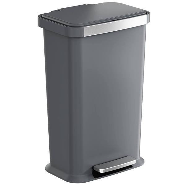 HLS Commercial 13.2 G / 50 Liter Gray Plastic Step Pedal Trash Can With Odor Filter