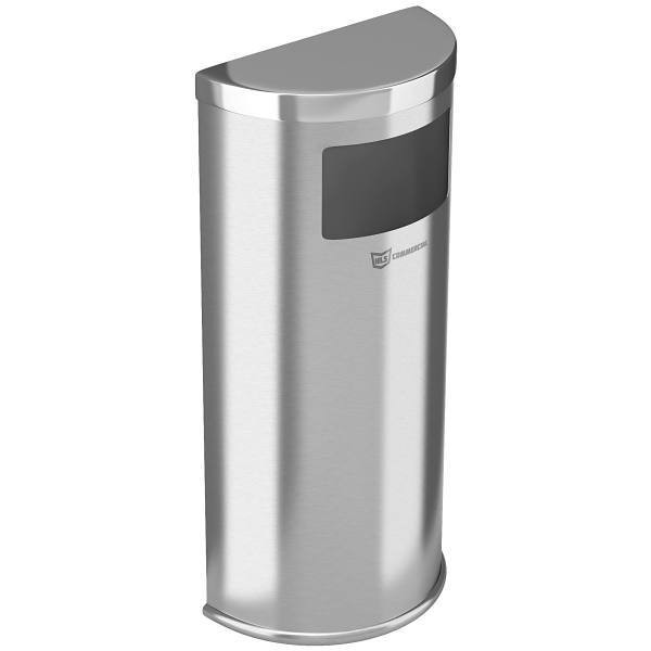 HLS Commercial 9 Gallon Stainless Steel Half-Round Side-Entry Trash Can With Wall Mount